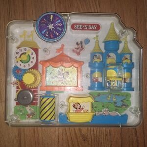 Vintage Disney Clear See N Say Activity Busy Box Toy Mickey Baby Rare OT Therapy